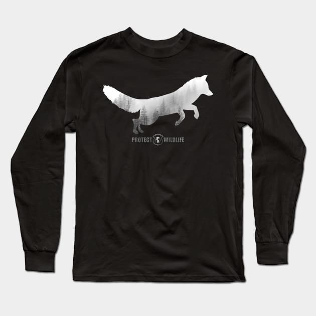 Protect Wildlife - Nature - Fox Silhouette Long Sleeve T-Shirt by JTYDesigns